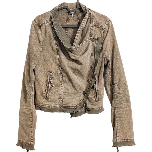 Free People Collapsing Twill Jacket Cotton in Military - Picture 5 of 9